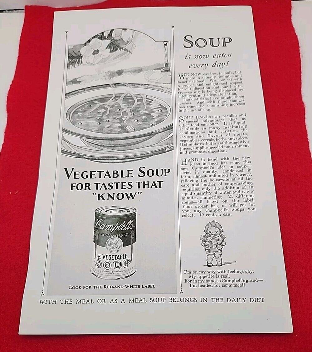 1928 Campbell's "Vegetable Soup for Tastes That Know" Ephemera Vintage Print Ad